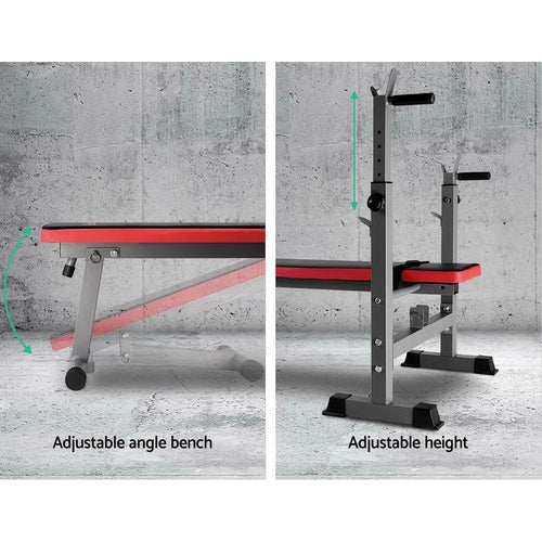 Everfit Adjustable Weight Bench with Squat Rack - 200kg Capacity | Home Gym Equipment
