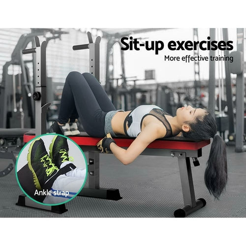Everfit Adjustable Weight Bench with Squat Rack - 200kg Capacity | Home Gym Equipment