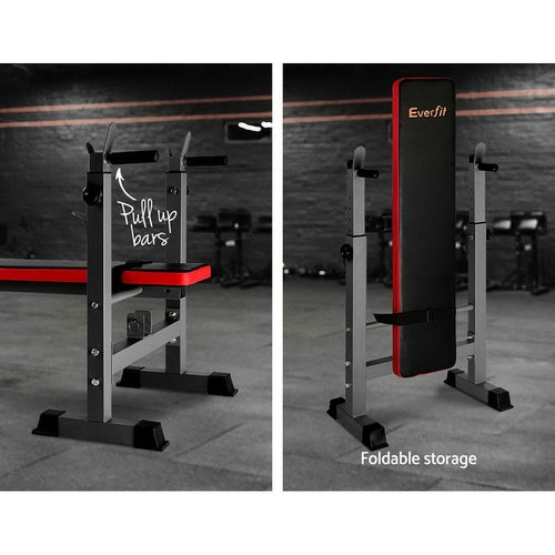 Everfit Adjustable Weight Bench with Squat Rack - 200kg Capacity | Home Gym Equipment
