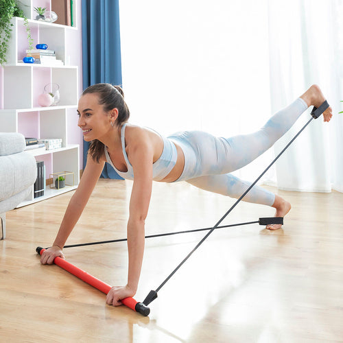 Fitness Bar with Resistance Bands - Portable Home Gym System