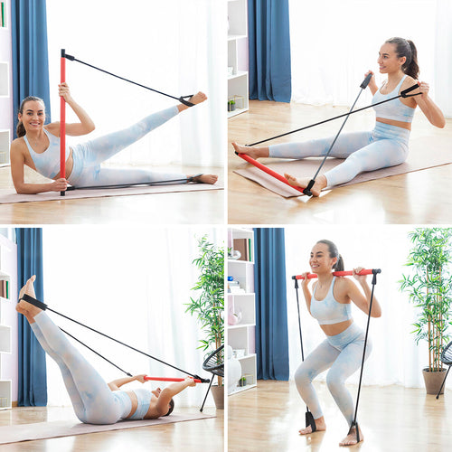 Fitness Bar with Resistance Bands - Portable Home Gym System