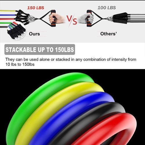 11-Piece Resistance Band Set - Full Body Workout Equipment