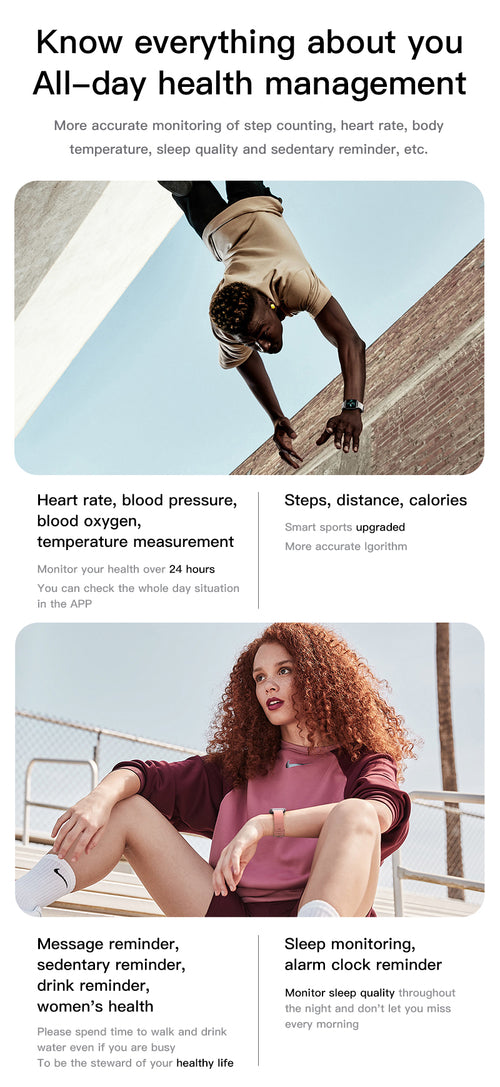 IP68 Waterproof Fitness Smart Watch - Heart Rate And Activity Tracker