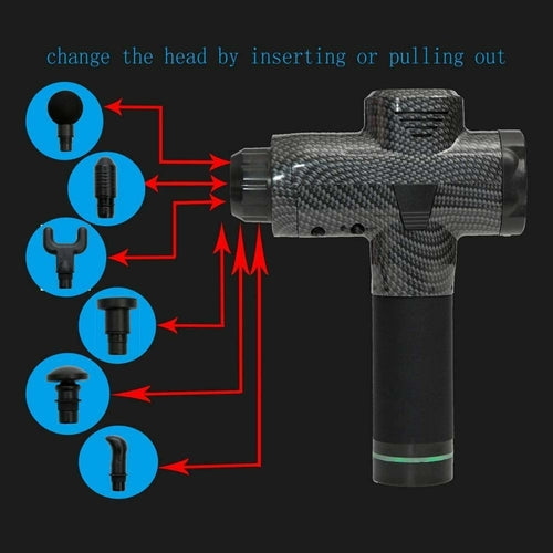 30 Speed Handheld Deep Tissue Massage Gun - 6 Heads