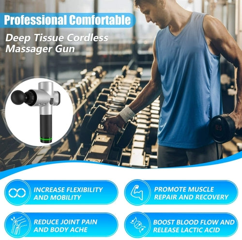 30 Speed Handheld Deep Tissue Massage Gun - 6 Heads