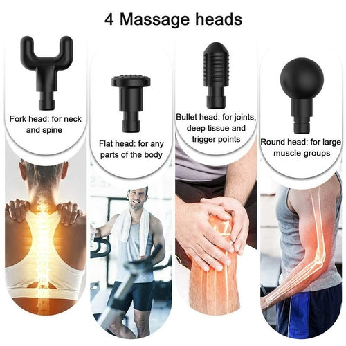 30 Speed Handheld Deep Tissue Massage Gun - 6 Heads