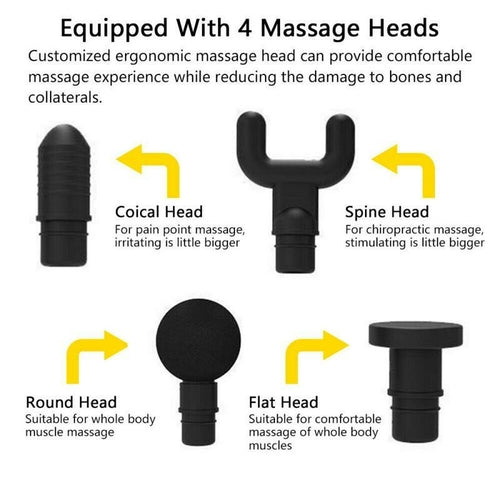 30 Speed Handheld Deep Tissue Massage Gun - 6 Heads
