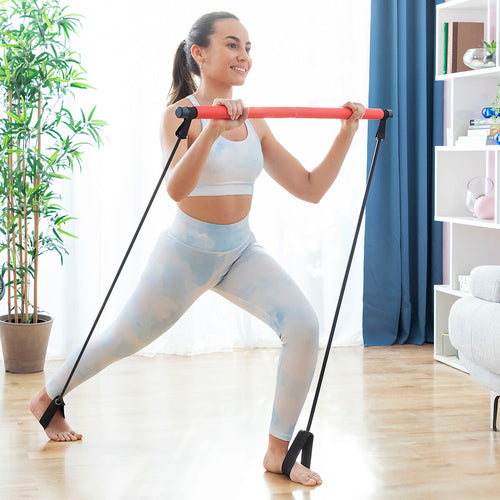 Fitness Bar with Resistance Bands - Portable Home Gym System