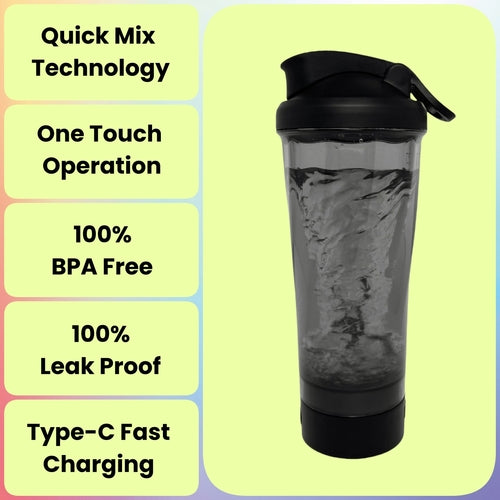 Rechargeable Electric Protein Shaker Bottle - Portable Mixer